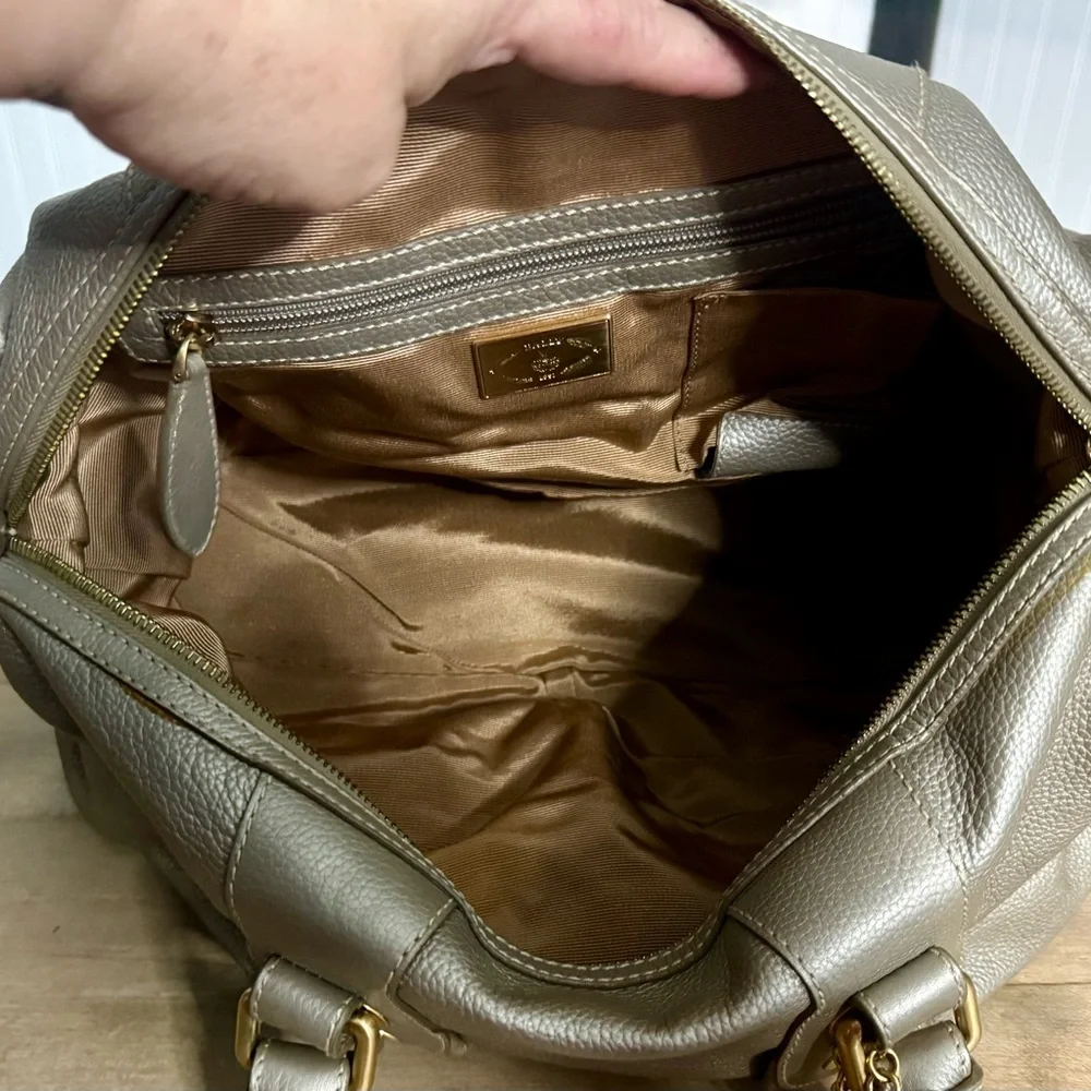 RARE Bally Large Platinum Metallic Leather Satchel Bag - Picture 11 of 11